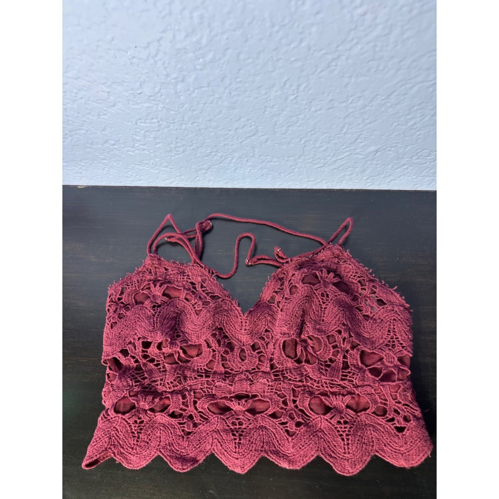 Free people one women's small crochet lace bralette scalloped boho strappy